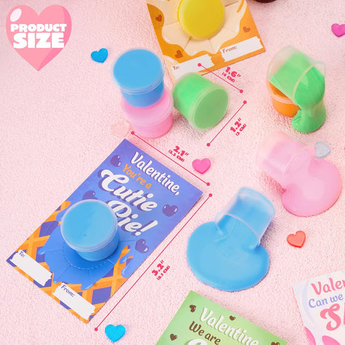 30 Packs 6 JOYIN Valentines Day Cards with Butter Slime, Colors Slime Party Favors, Stress Relief Fidget Toys and Gift