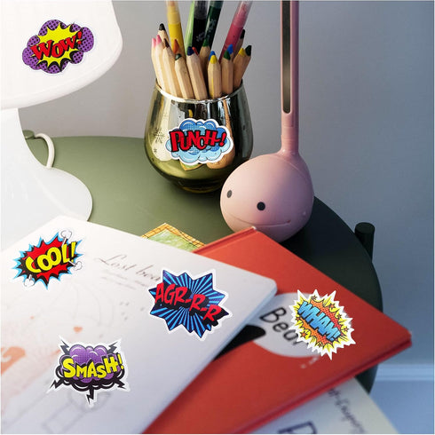 600 PCS Hero Themed Stickers Roll for Party Decorations, Creative Scrapbooks, Favors, and Children's Rewards - 12