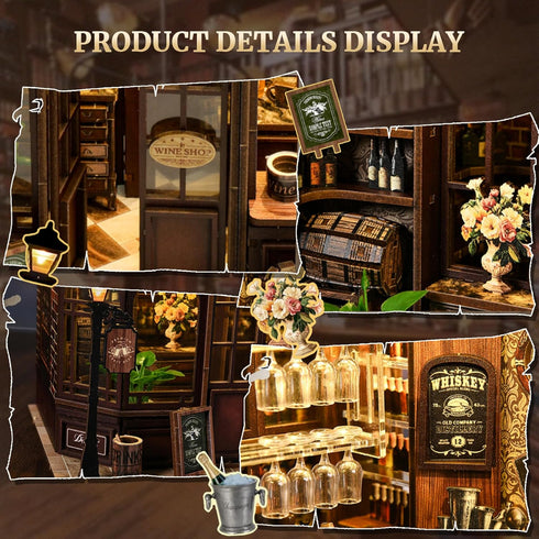 SUNNINO Book Nook Kits for Adults - DIY Miniature Bookshelf Insert with LED Lights, Creative Craft Book Nook Kits
