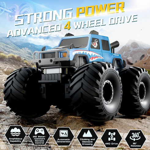 360Rotate 4x4 2.4GHz 6 7 8 9 10 11 12+, NQD Monster Truck Toys, Waterproof RC Truck, Amphibious Remote Control Monster