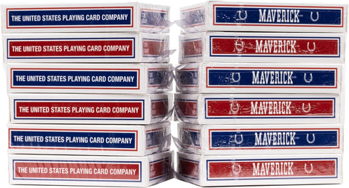 Maverick Playing Cards - Standard Index, Red and Blue - 12 Pack