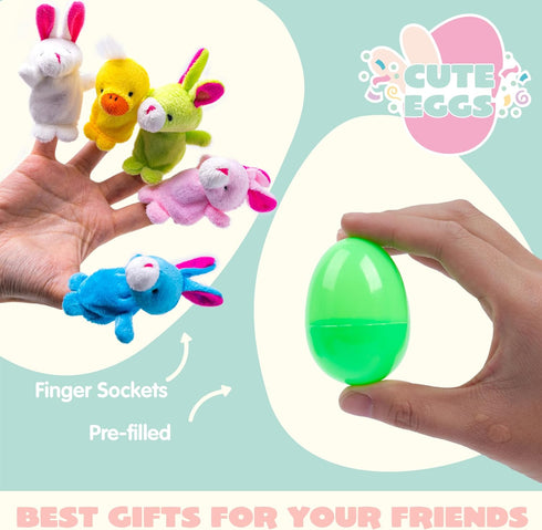 36 JOYIN Pcs Pre-Filled Easter Eggs Filled with Animal Finger Puppets for Kids Toddlers Easter Egg Hunt, Basket