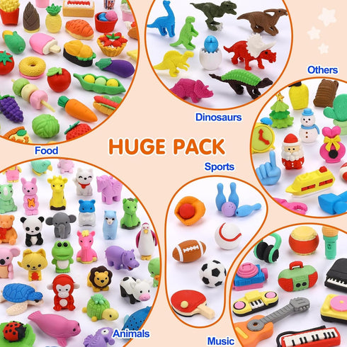 150 Pack Animal Erasers for Kids, Bulk Pull Apart Erasers, 3D Puzzle Erasers for Classroom Rewards