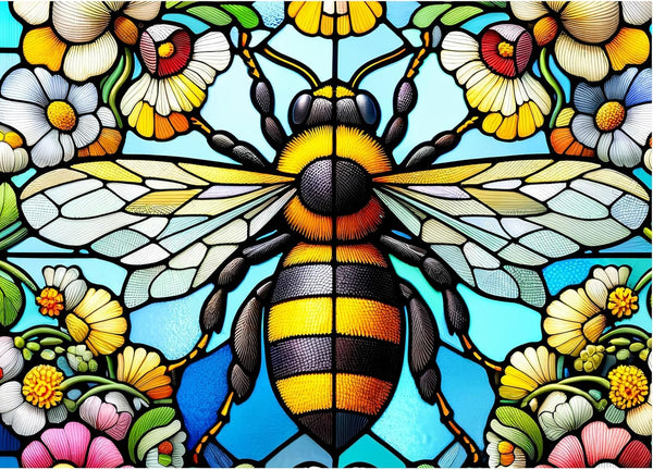 Sutinban Stained Glass Bee Puzzle 1000 Pieces, 1000 Piece Puzzle for Adults,