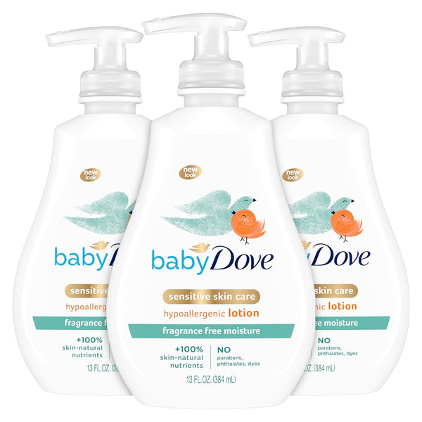Baby Dove Fragrance Free Lotion, Sensitive Moisture, 13 Ounce (Pack of 3)