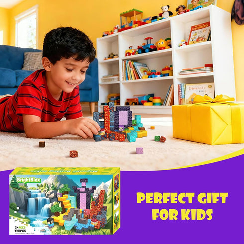 BrightBlox 120PCS 3+, Magnetic Blocks Magnetic Building Blocks for Kid Building Toys for Kid Boys Girls, STEM Sensory