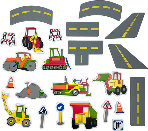 Edushape Magic Creations Bath Tub Activity Play Set, Road Construction Foam Sticker Imaginative