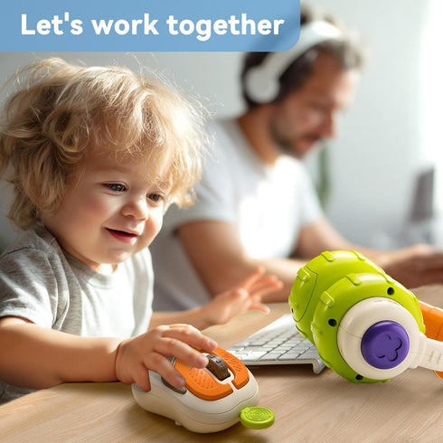 6-12 7 9 18M 1 2 3 iPlay, iLearn Baby Musical Toy Month, Infant Pretend Headphone & Mouse Activity Toy Light Sound