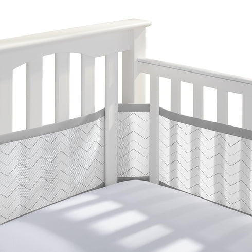BreathableBaby Breathable Mesh Liner for Full-Size Cribs, Gray Chevron (Size 4FS Covers 3 or 4 Sides)
