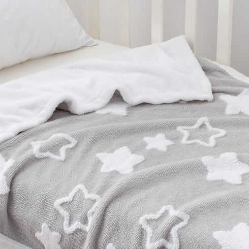 Cozy 33x43 Inches, Baby Blanket for Toddlers, Reversible Star Jacquard Ultra Soft Shaggy Fleece Swaddle Receiving