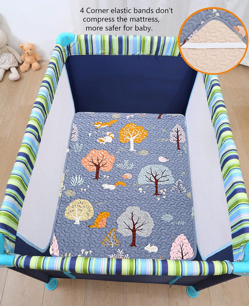 Pack Pack 38x26 Padded n Play Sheets Breathable Thick and Play Mattress Protector, Quilted Playard Sheet Fitted