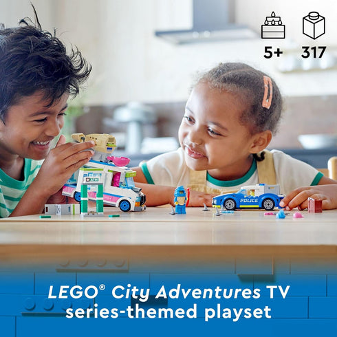 LEGO City Ice Cream Truck Police Chase Van 60314 Toy for Kids, Age 5 Plus with Splat Launcher