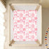 miaozhen 1 Pack 52x28 Cotton Baby Crib Sheets Soft Breathable Bear White and Peach Playard Mattress Sheets for Nursery