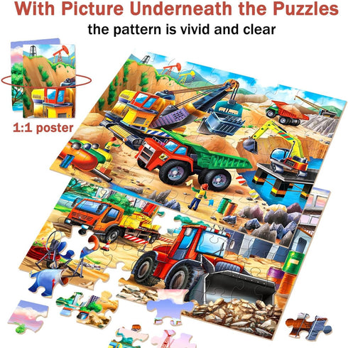 JTKDBJZ 4-6 2x60 3-5,6-8,Fun Bulldozer Toys,2 1 Pack Puzzles for Kids Ages Pieces Jigsaw Puzzles for Toddlers & Truck