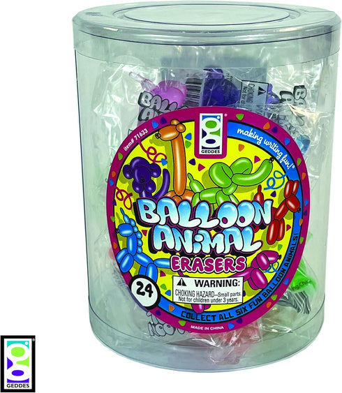 Raymond Geddes Balloon Eraser Animals - Tub of 24 (71633)