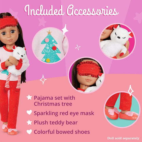 Glitter Girls 14-inch Doll Outfit - Christmas Doll Clothes, Festive Pajama Set with Slippers for 14-inch Dolls