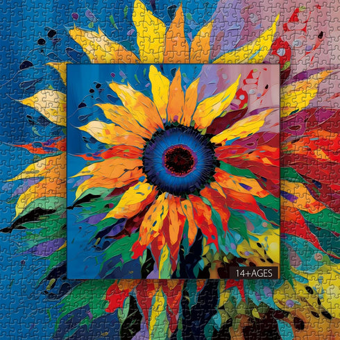 PICKFORU Sunflower Puzzles for Adults 1000 Pieces, Colorful Gradient Flower Fine Art Jigsaw