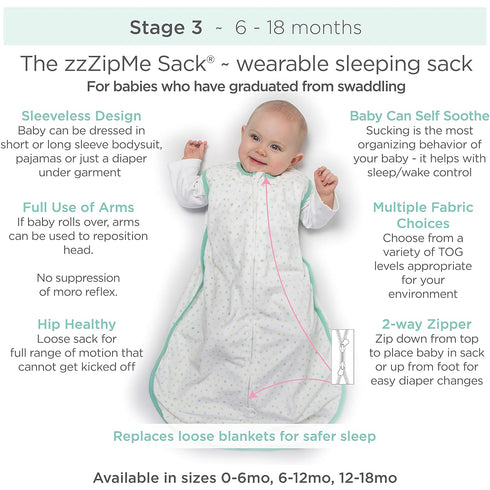 Amazing Baby Cotton Muslin Sleeping Sack, Wearable Blanket with 2-Way Zipper, Watercolor Stripes, Denim, Large (12-18