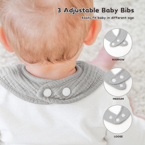 6Pack Susurration Muslin Baby Drool Bibs Soft Square Adjustable Baby Bandana Bibs for Unisex Girls & Boys