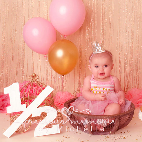 Pink Half Birthday Party Crown - 1/2 Rose Gold Birthday Hat, Happy Birthday Crown for Kids, Party Decorations
