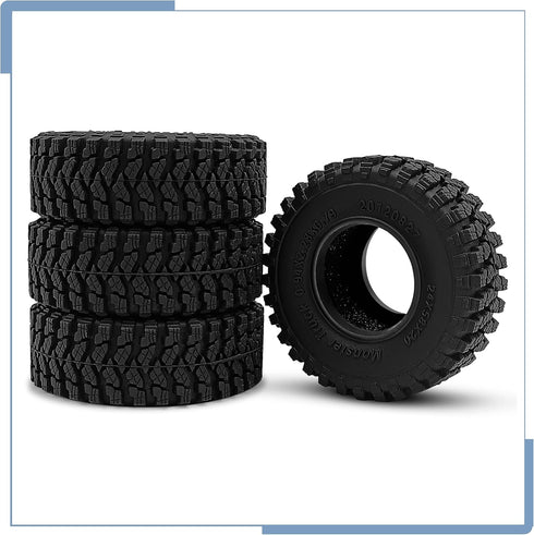 Soft Rubber RC 1.0 Tires, 58MM with Foam Insert, 4PCS for 1/18 TRX4M Upgrades, 1/24 SCX24 Tires