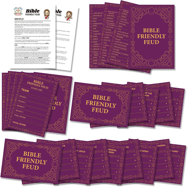 Bible Friendly Feud Game Set, Fun Holiday Game for Adults and Teens, Church Family Feud Quiz