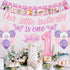 1st 1st Butterfly Birthday Decorations for Girls Pink Purple Our Little Butterfly is One Banner Cake Topper Photo