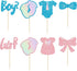 Gyufise 24 Pack Cupcake Toppers, Glitter Onesie Jumpsuit Footprint Bow Tie Picks for Baby Shower Birthday