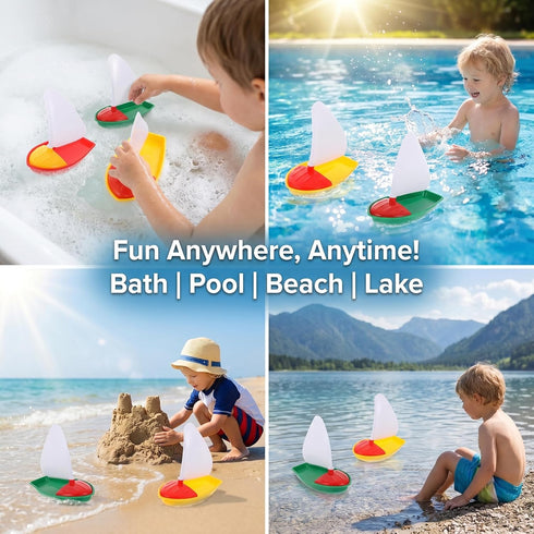 Sailboat 3PCS Summer, Toyvian DIY Bath Toy Boat & for Kids Toddler Mold-Free, Small Plastic Boats for Bathtub, Floating
