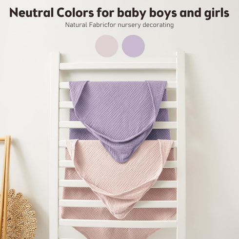 2 Pack 100% 30x30 Inch Susurration Hooded Baby Towels for Newborn Muslin Cotton Towel for BabiesHighly Absorbent