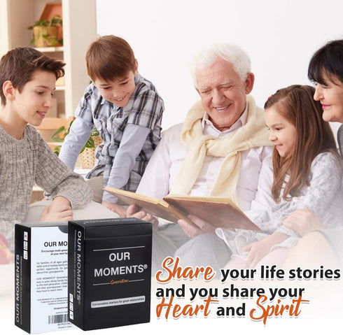 OUR MOMENTS Generations Game - 100 Conversation Starters for Grandparents & Grandchildren, Portable Card Game