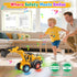 2 1 3 4 5 6 Car Toys for Toddlers, Excavator Toy with Flashing Lights Music, Toy Trucks Construction Vehicle