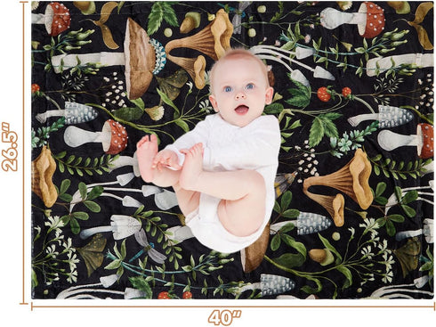 26.5 40 Mushroom Baby Blanket for Boys Girls Soft Fleece Minky Blanket with Dotted Backing Double Layer Newborn Toddler