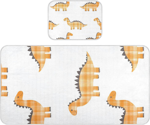 SyXIOP Orange Plaid Cute Dino Cooling Baby Crib Mattress 28" x 52" Breathable