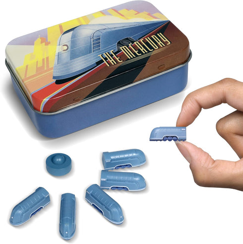 Mercury Deluxe Train Set Board Game | Miniatures for Ticket to Ride and Other Family and Adult Games (Blue)