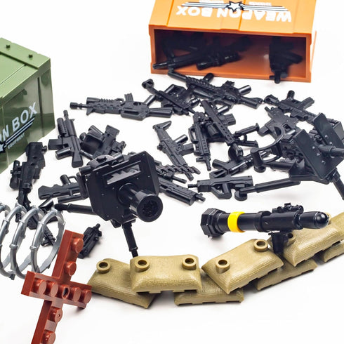25 Pcs Military Toy Soldiers Figures Pack, Weapons Set for Building Blocks Compatible with Major Brands, 3 Years+
