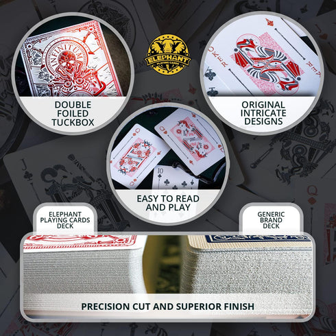 Infinitum Ghost Playing Cards - White & Red Deck with FREE Card Game eBook - Premium Standard Size