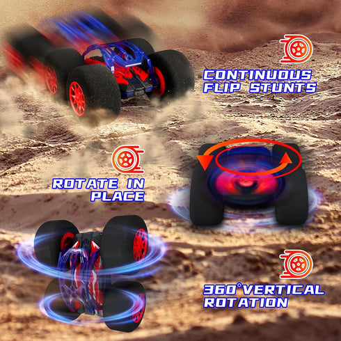 Stunt Remote Control Car with Oversized Sponge Tires, 2.4GHz Electric Race Stunt Vehicle Toy Double Sided 360° Rolling