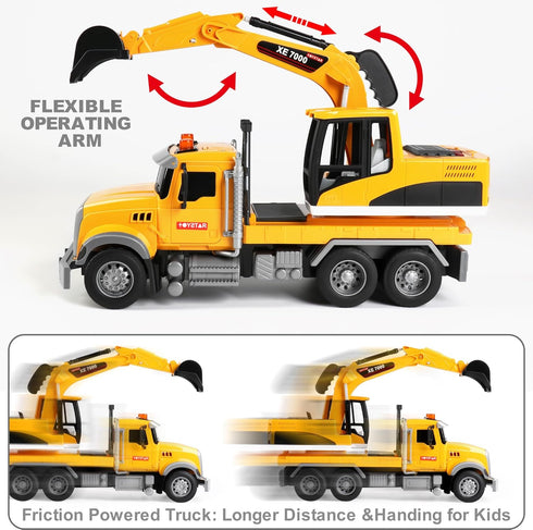 3 4 5 6 Dwi Dowellin Large Excavator Truck Toy for Year Old Boys,Truck Toy with Sound and Light