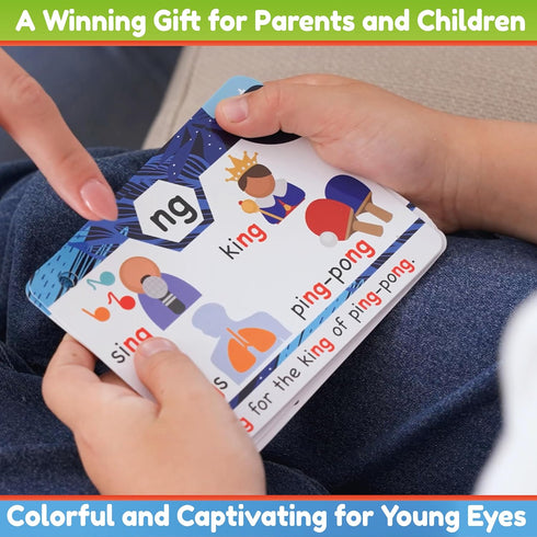 Phonics Flash Cards - Learn to Read in 20 Stages - Digraphs CVC Blends Long Vowel Sounds for Kids Ages 4-8 Educational