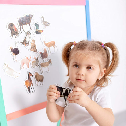 Fridge Magnets for Toddlers - Magdum, 16 Farm Animal Magnets for Refrigerator, Educational Gift for Kids