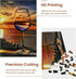 najiaxiaowu Adult Puzzles 1000 Pieces - DIY Sunset Sea Wine Glass Wooden Puzzles Children and Elderly Puzzles Modern
