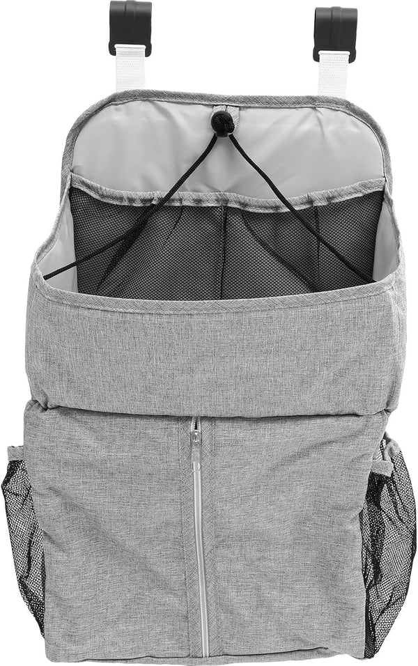 Crib Hanging Bag Diaper Organizer Gray Multifunctional Storage Pouch for Newborn Nursery
