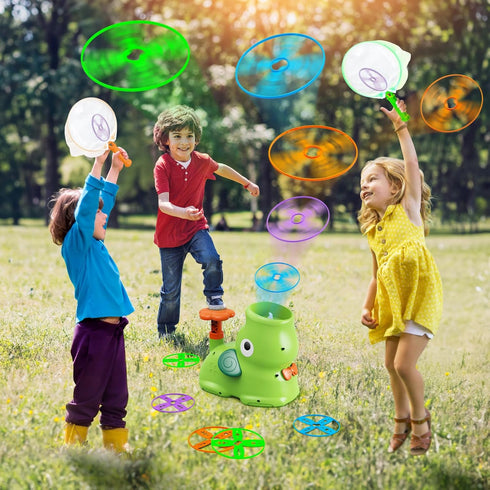 Outdoor Stomp Flying Disc Launcher Toys - Kids Ages 3-10 - Elephant Butterfly Catching Game for Outdoor Birthday