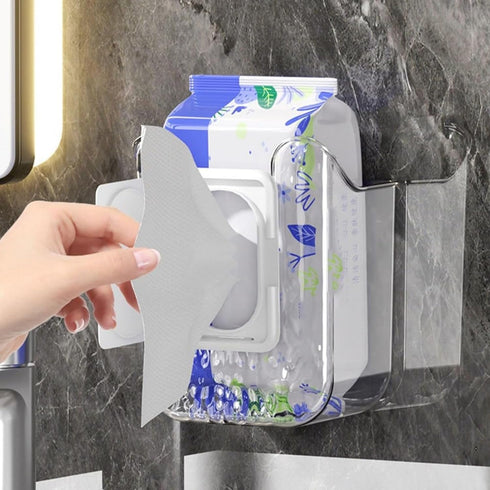 Lusebiy 2024 Kitchen Wipes Storage Box, New Non-Slip Flushable Wipes Holder for Bathroom Toilet, Wall-Mounted Clear Wet