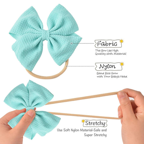 Prohouse 30 PCS Big Bows Baby Nylon Headbands, Hair Bows Elastics for Baby Girls, Newborn Infant Toddler Accessories