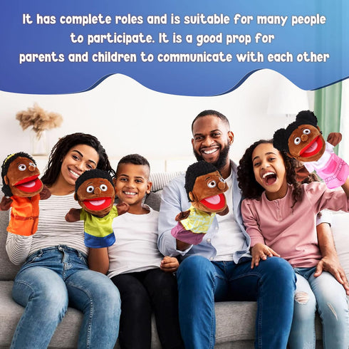 6 Pcs Family Hand Puppets | 12 Inch Grandparents, Mom & Dad, Brother & Sister Plush Toys for Kids Storytelling