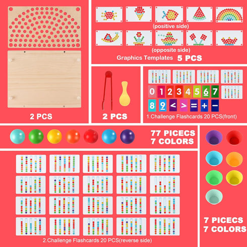 3-6 INIFEIDALA Montessori Toddler Learning Sorting Toys for Year Olds - Rainbow Stacking, Number & Bead Matching Games