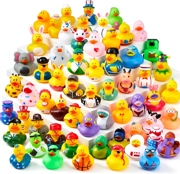 JOYIN 15 Pcs Rubber Ducks, Random Assortment Ducks Bulk with Mesh Carry