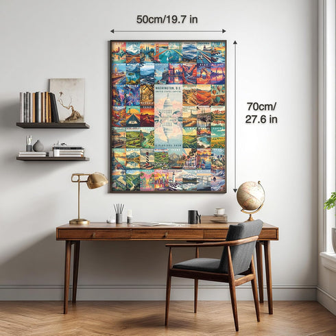 pickinjoy 50 1000 1000 States & Washington, D.C. Jigsaw Puzzles for Adults Pieces, United States Piece Puzzle, Travel